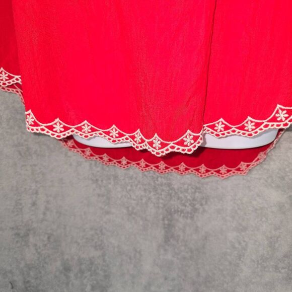 Johnny Was Scarlet Red Lissa Cupra Rayon Floral Embroidered Blouse Medium - Picture 4 of 8